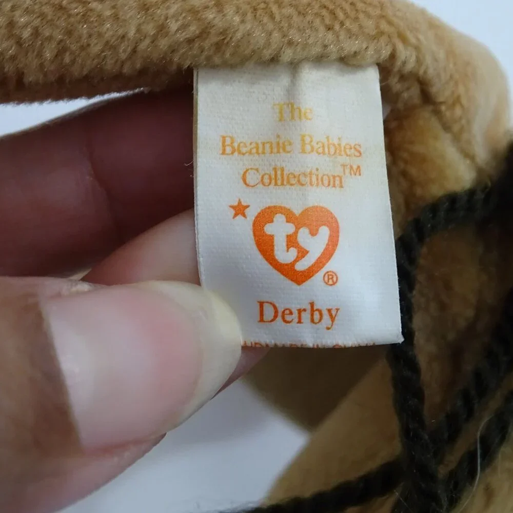 Vintage Ty Beanie Baby Derby Horse 1995 Brown Stuffed Animal Plush Soft Toy 8